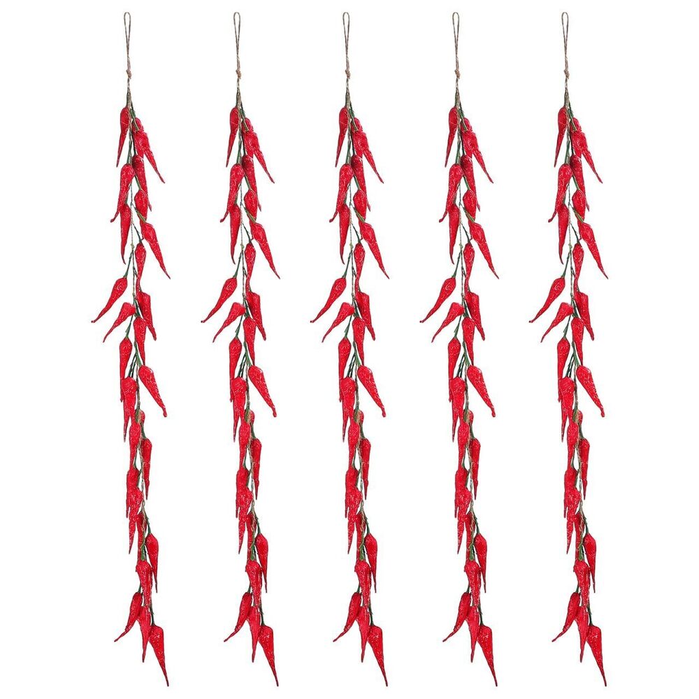 6617 5pcs Artificial Chili Peppers Red Pepper Strings Hanging Decorations